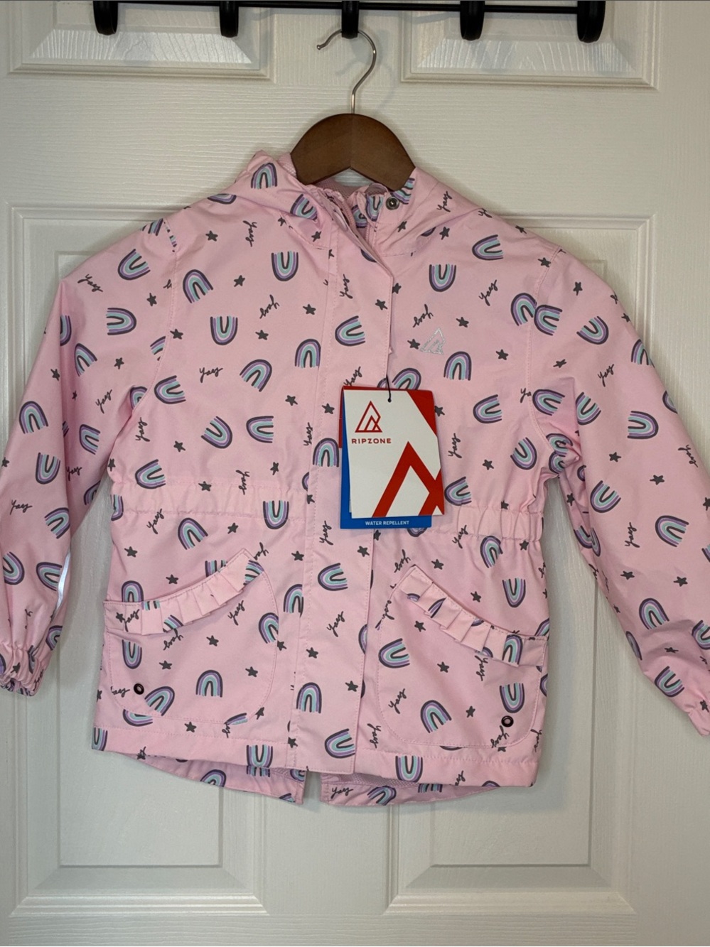 Ripzone Girls' Pink Rainbow Hooded Raincoat